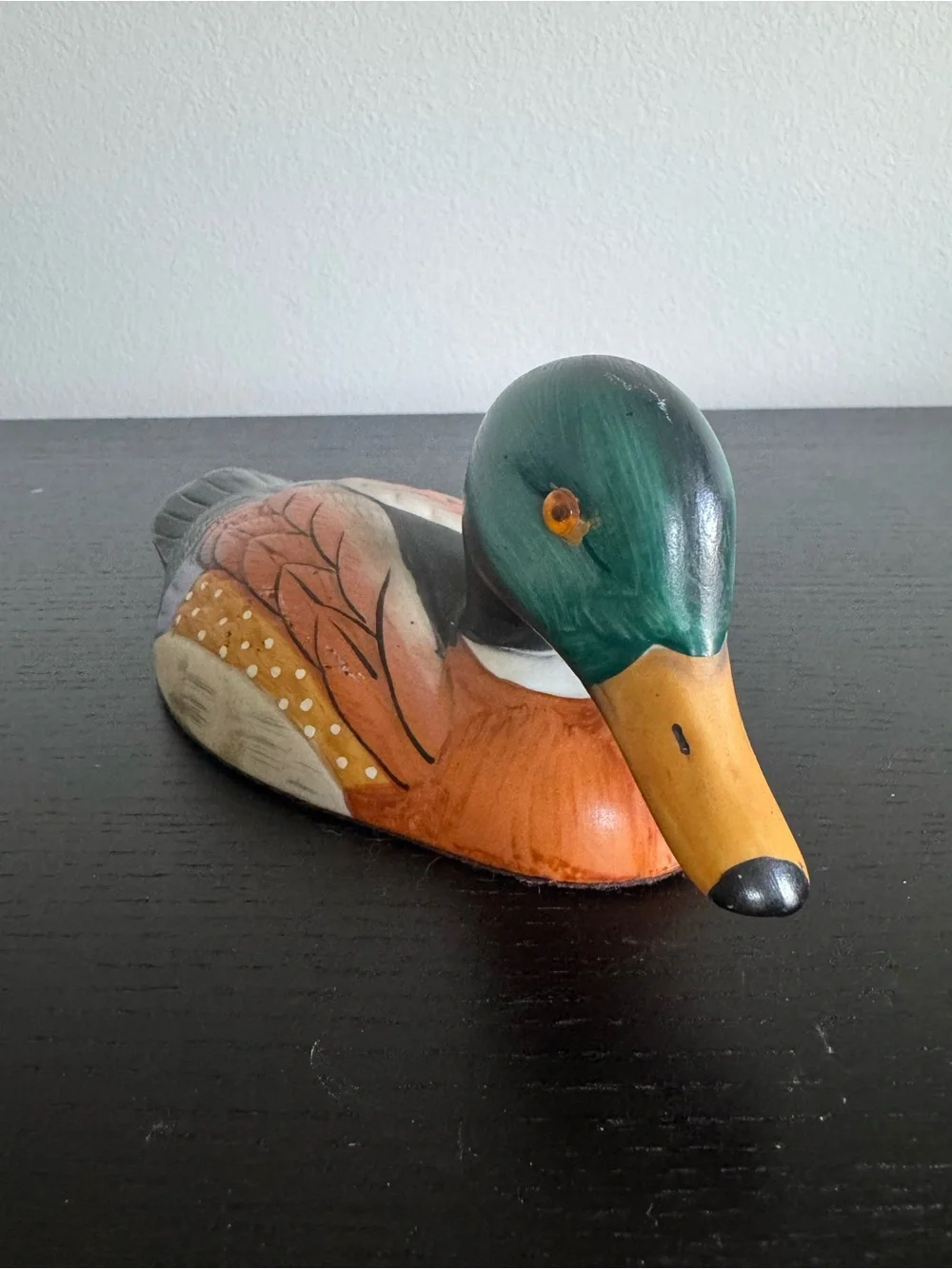 Vintage Ceramic Mallard Duck Figurine Retro Cabin Decor